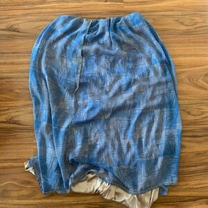 Blue & Tan Print Full Length Maxi Skirt